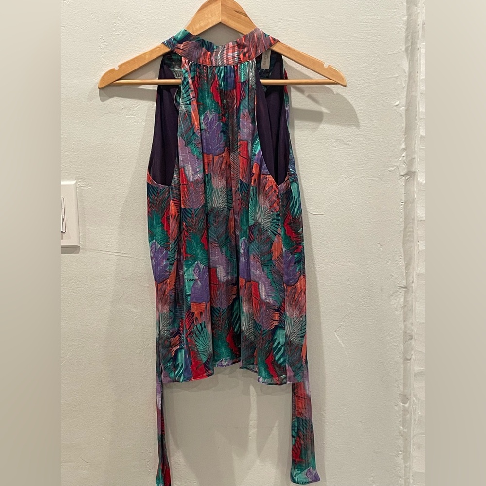 Ramy Brook Multicolor Pleated High Neck Tank